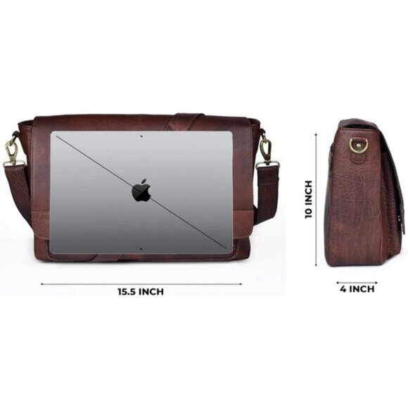 ⚡Leather Village Men & Women Tan Brown Vintage Leather Messenger Handmade Bag - Picture 6 of 8